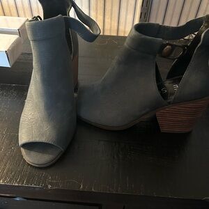 Sole Society Navy Blue Peep-Toe Ankle Boots